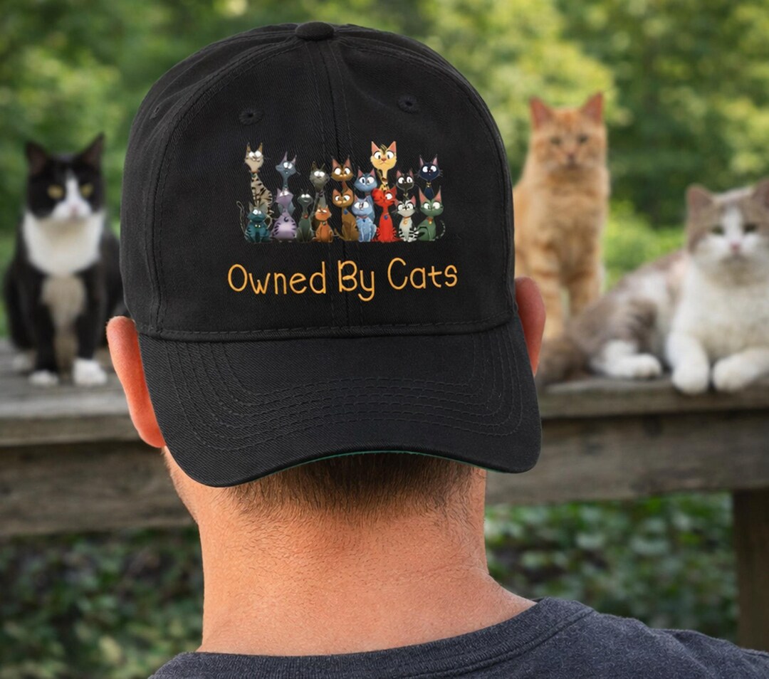 Owned by Cats Baseball Cap, Snarky Cat Lover Cotton Hat, Unisex Pet ...