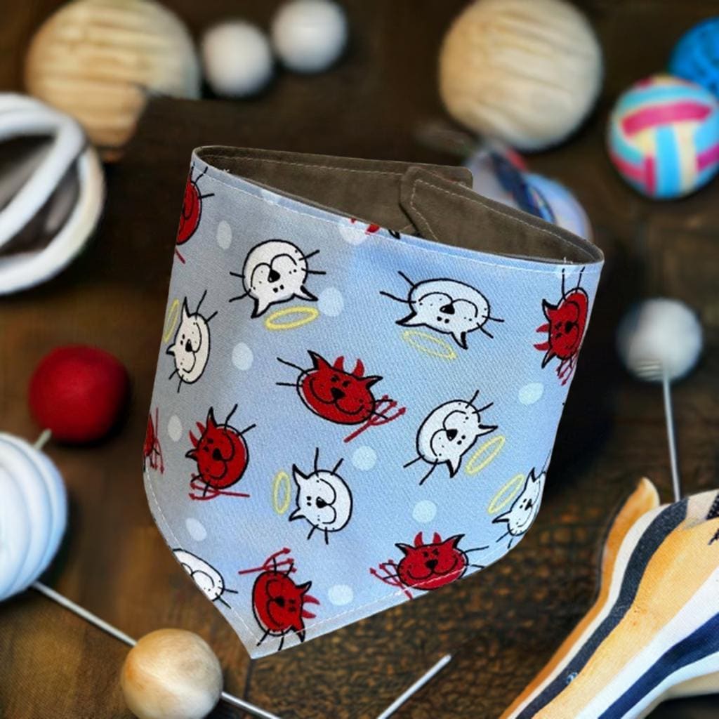 Angel Devil Cat Bandana: Cotton Kitty Neck Scarf