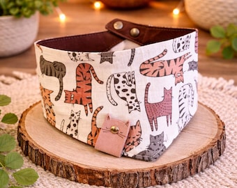 Handmade Cat Bandana Collar, Tiger Print, Snap-On Pet Accessory, Limited Edition, Tiger Cats