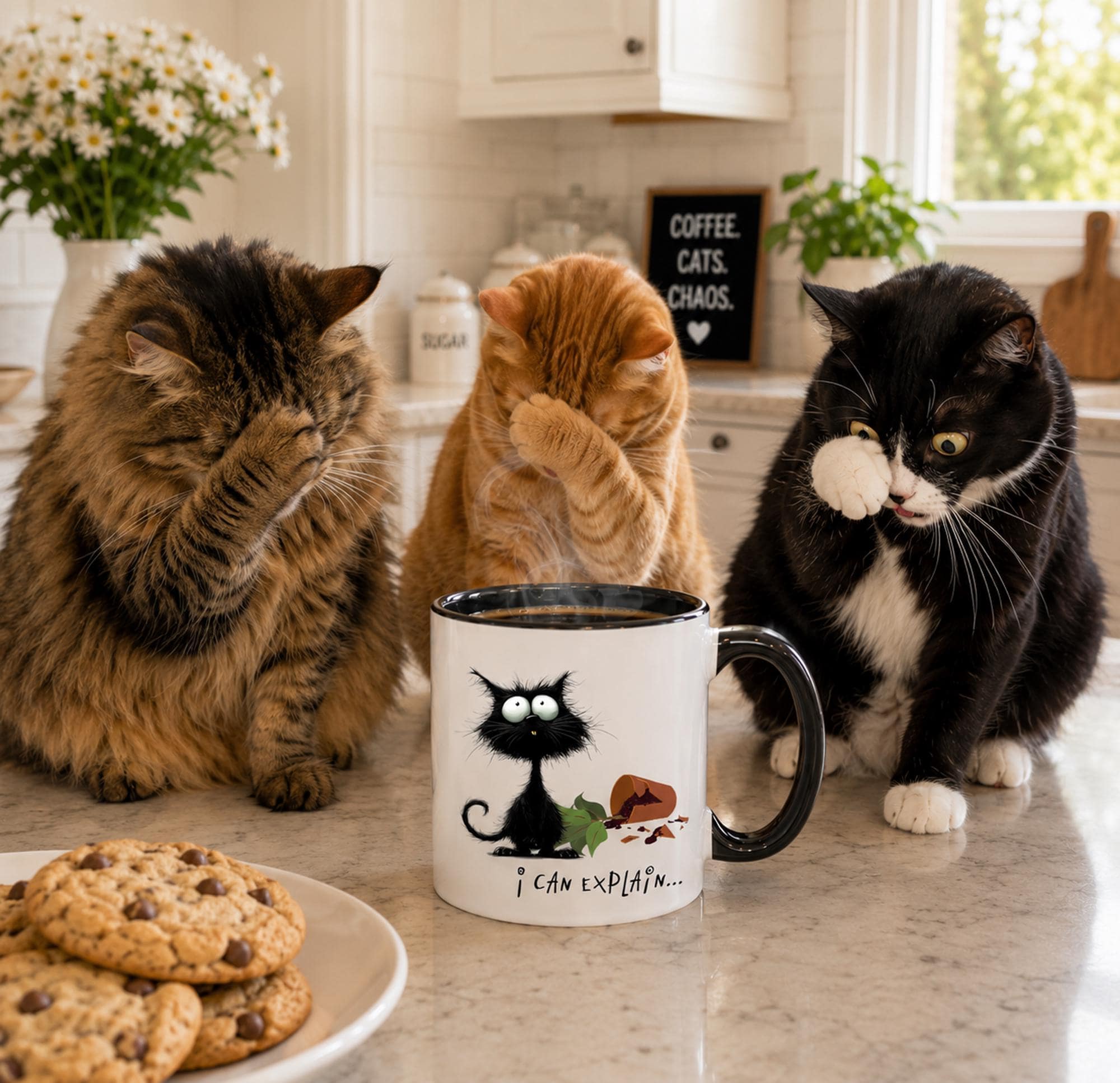 Black Cat Mug, "I Can Explain…" Sarcastic Chaos Goblin Coffee Cup