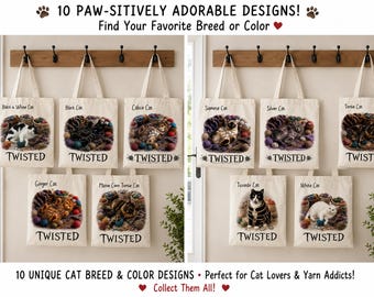 Cat Breed Tote Bag, Personalized Gift, Reusable Shopping Bag