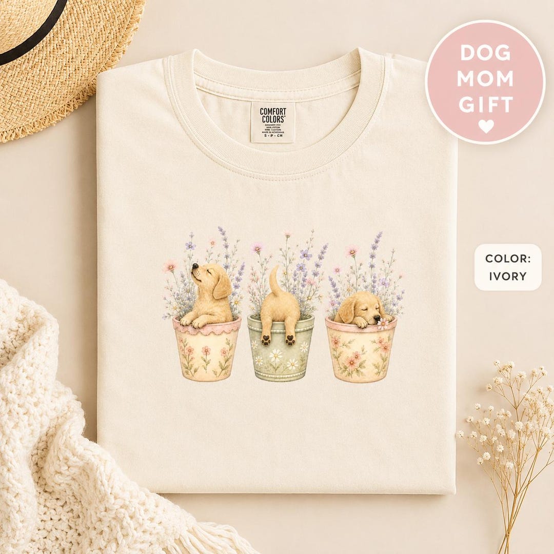 Golden Retriever Shirt Floral Dog Mom Gift Cute Puppy Garden Tee Dog ...