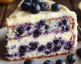Lemon Blueberry Layer Cake 2025 – Fresh Baked Dessert, Moist Citrus Cake with Sweet Blueberries, Birthday & Celebration Treat
