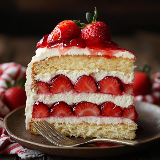 Strawberry Layer Cake Recipe: Whipped Cream & Berries (digital Download ...