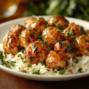 Sticky Chicken Meatballs Recipe: Easy Dinner, Glazed Sauce (Digital Download PDF)
