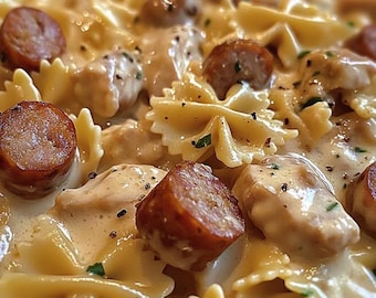 BEST RECIPE For Creamy Sausage Pasta PDF | Bowtie Pasta with Parmesan Cream Sauce | Comfort Food Dinner | Instant Download
