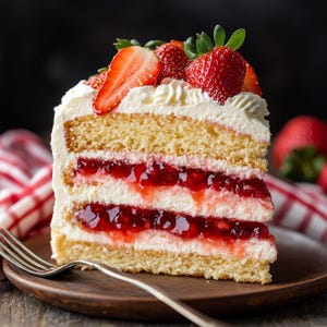 Strawberry Layer Cake Recipe | Layered Cake with Whipped Cream & Fresh Strawberries – Instant Digital Download PDF