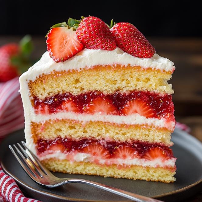 Strawberry Layer Cake Recipe: Whipped Cream & Berries (digital Download ...