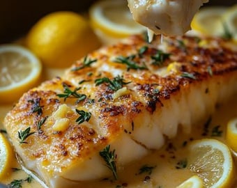 Lemon Butter Cod Recipe Printable PDF – Easy Garlic Fish Dinner Meal Idea, Quick Seafood Dinner, Healthy Cooking Tutorial