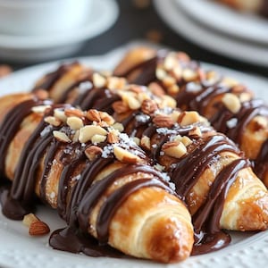 LA MIGLIORE RICETTA per croissant ricoperti di cioccolato – Pasticceria facile in stile panetteria con noci – Ricetta stampabile per colazione o dessert