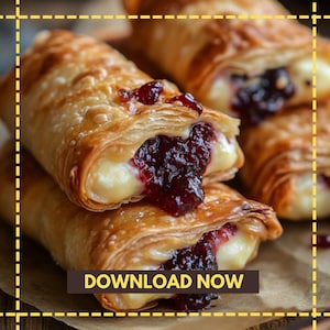 THE TRENDING Cherry Cream Cheese Pastry Recipe – Flaky, Buttery & Filled with Sweet Cream + Fruit! | Instant PDF Download
