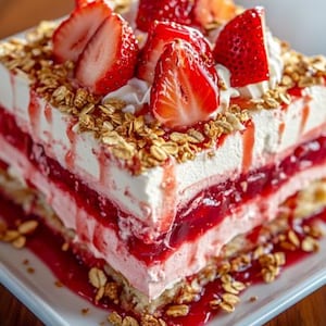 Strawberry Cream Layer Dessert Recipe PDF | No-Bake Summer Dessert | Easy Fruity Cheesecake Bars | Digital Download for Parties & Holidays