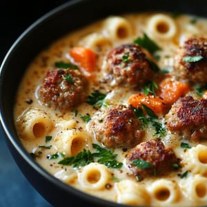 MELHOR RECEITA de Sopa Cremosa de Macarrão com Almôndegas (Download Digital em PDF)