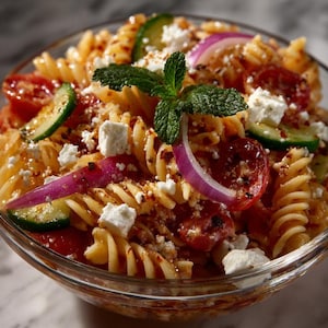 Greek Pasta Salad Recipe | Easy Mediterranean Dish | Fresh Instant Download PDF | Healthy Summer Side Meal