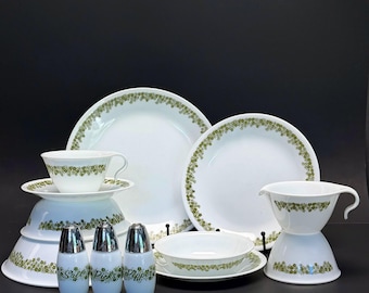 Vajilla Corelle Spring Blossom: platos, cuencos, fuentes, saleros y tazas.