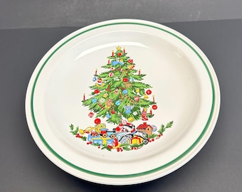 Plato para pastel con forma de árbol de Navidad Noel by International 1985 en caja original, juegos de vajilla navideña