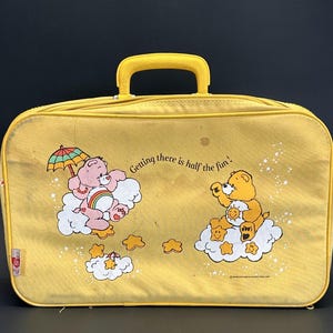 Vintage Care Bear Children&#39;s Yellow Suitcase/ Overnight Bag