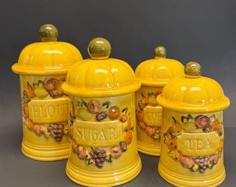 Set di 4 barattoli in ceramica di Los Angeles, collezione "Autumn Harvest 1967", con scheggiature.