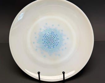 Fire King Blue Mosaic Dinner Plate 10"  Milk Glass