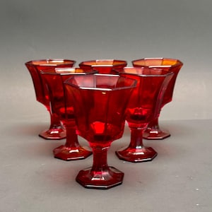 Independence Glass Amberina Ruby Red Wine Glass Set of 6