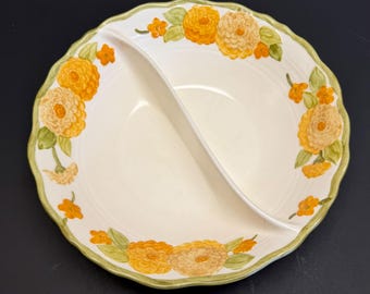 Vintage Metlox Poppytrail "Skulptiertes Zinnia" Geteilter Servierteller