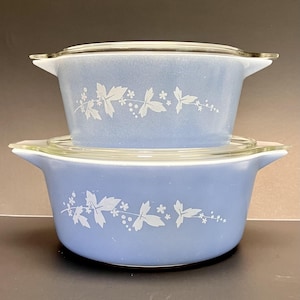 Pyrex Jaj Vintage Blue Hawthorne Casserole Dishes