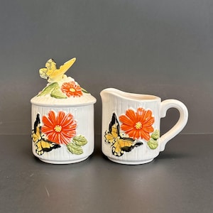 Vintage Sears Bewitching Butterflies Cream and Sugar