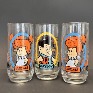 Pizza Hut vintage de Flintstone&#39;s, lot de trois verres