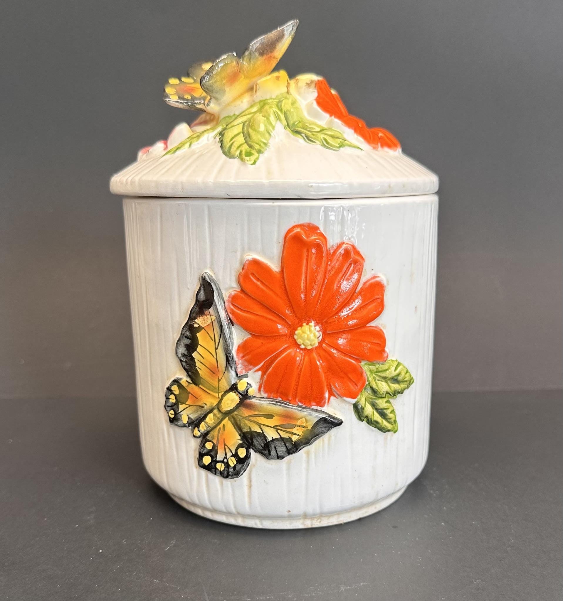 Vintage Sears Bewitching Butterflies Canister - Etsy