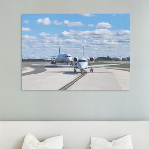 Airport Runway Taxiing Planes Digital Download | Aviation Art for Pilot Gift, Travel Lover Decor | Modern Airplane Print for Office or Home