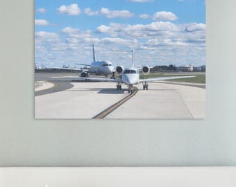 Airport Runway Taxiing Planes Digital Download | Aviation Art for Pilot Gift, Travel Lover Decor | Modern Airplane Print for Office or Home