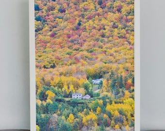 Impresión de follaje otoñal de Vermont: fotografía de paisaje otoñal de montaña, arte mural con un bosque colorido, descarga digital