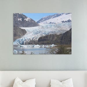 Alaska Gallery Wrapped Canvas Art, Scenic Landscape Wall Decor, Nature Photo Print, Mendenhall Glacier, Juneau