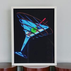 Retro Neon Martini Glass Photo | Las Vegas Nightlife Wall Art | Colorful Bar Decor | Digital Download for Game Room or Lounge