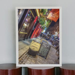 Temple Bar Dublin Night Digital Download - Ireland Pub Street Photography, Jameson Barrel, Irish Whiskey Wall Art, Travel Print Ireland