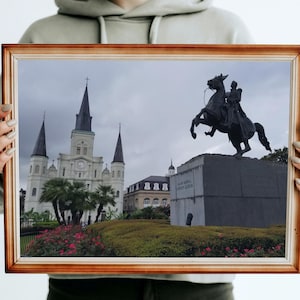Jackson Square New Orleans Digital Download | St. Louis Cathedral & Andrew Jackson Statue | French Quarter Wall Art | Travel Photography