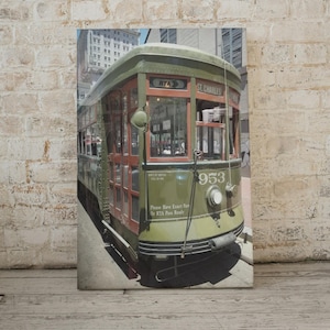 Download digital do bonde St. Charles de Nova Orleans - Impressão vintage do bonde de Nova Orleans, arte de parede de viagem sulista, decoração retrô de bonde verde