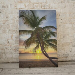 St. Croix Gallery Wrapped Palm Tree Art Canvas Print, Tropical Wall Decor, Beach Vibes, Home Bar Art, Gift for Caribbean Lovers, summer