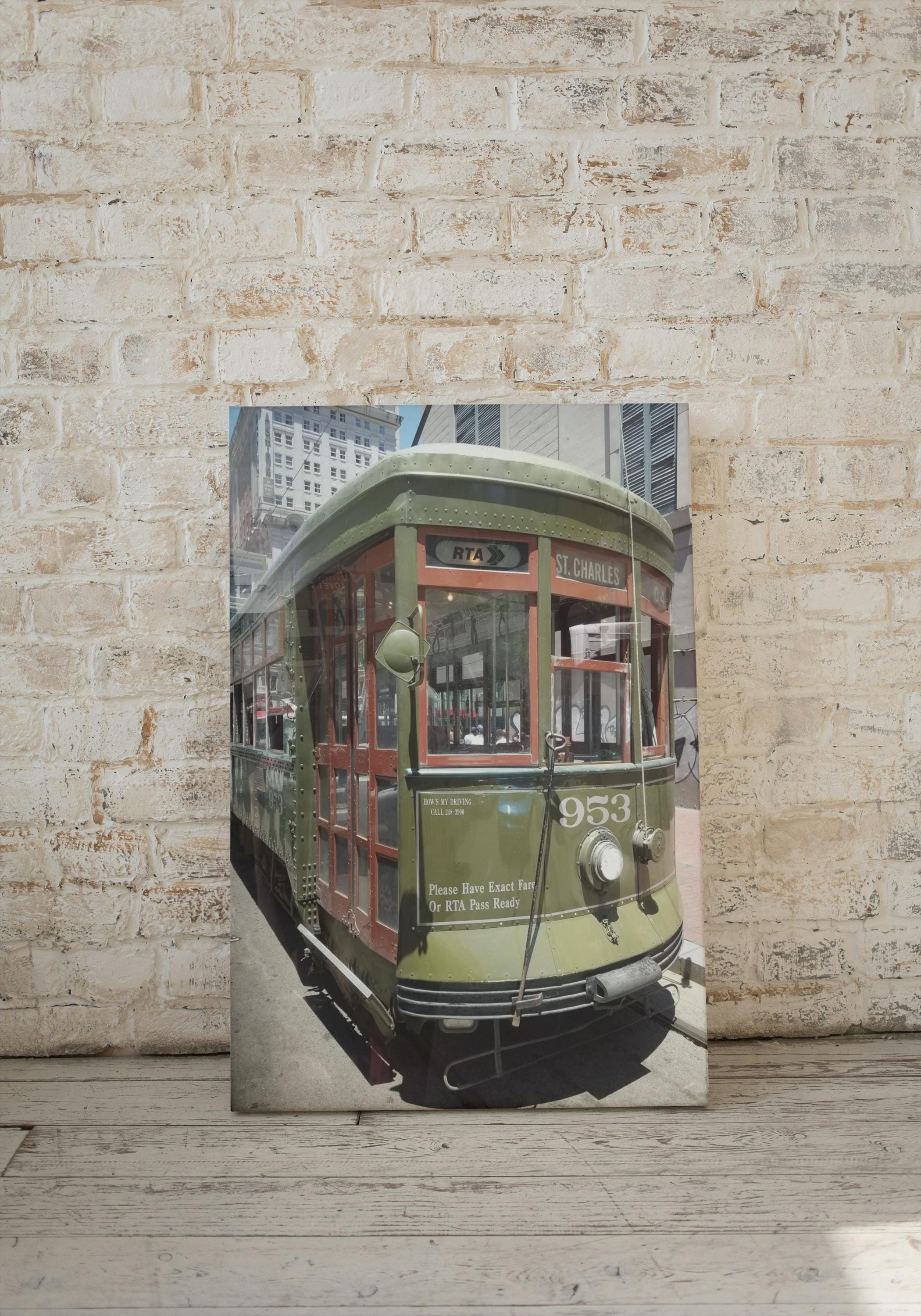 New Orleans St. Charles Streetcar Print - Vintage NOLA Trolley Art