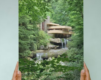 落水荘、フランク・ロイド・ライト邸、クレム・ダヴィンチ水彩画