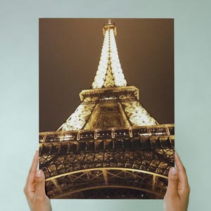 Eiffel Tower at Night Gallery Wrapped Canvas - Paris Landmark Canvas Print - Illuminated French Architecture Wall Art