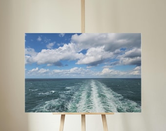 Open Ocean Wake - Tranquil Blue Sea Photography Norway Canvas