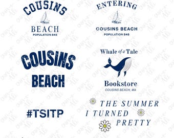 Cousins Beach Variety Pack PNG/SVG Bundle: TSITP inspired Digital Download; The Summer I Turned Pretty, Cousins Beach, Whale of a Tale