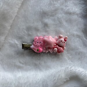 Handmade Decoden Hair Clips | Pink Bunny Friends Clip | 1 pc