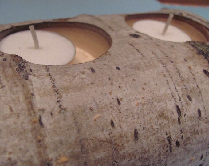 Birch Tree Candle Holder With 2 Holes Etsy