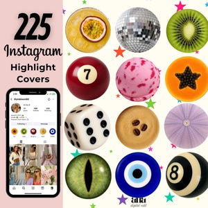 225 icone di copertina per le storie in evidenza di Instagram, pacchetto di storie IG, icone estetiche per iOS 18, pacchetto di evidenziazione IG, feed di Instagram
