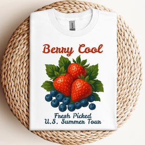 Summer Fruits Cotton T-Shirt, Berry Cool, Vintage Fruit Aesthetic Tee, Cute Summer Shirt, Berries Tshirt