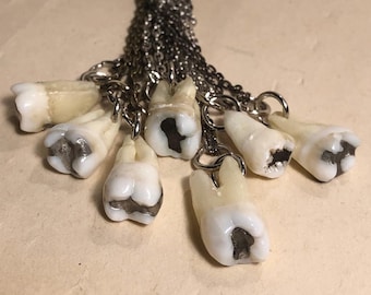 SALE! One Real Human Tooth Pendant Necklace with Filling