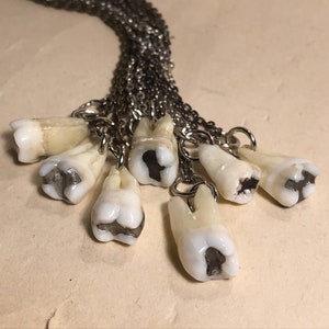 SALE! One Real Human Tooth Pendant Necklace with Filling