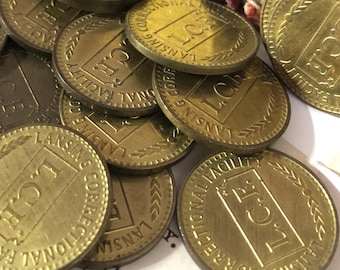 One Real Prison Coin Vintage Brass Inmate Commissary Trade Token - Lansing Correctional Facility Kansas - 1930s to 1970s - Cosplay Prop